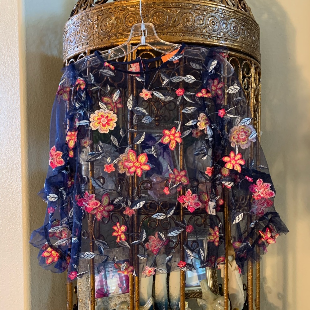 Luxmi See-Thru Flowered Blouse M